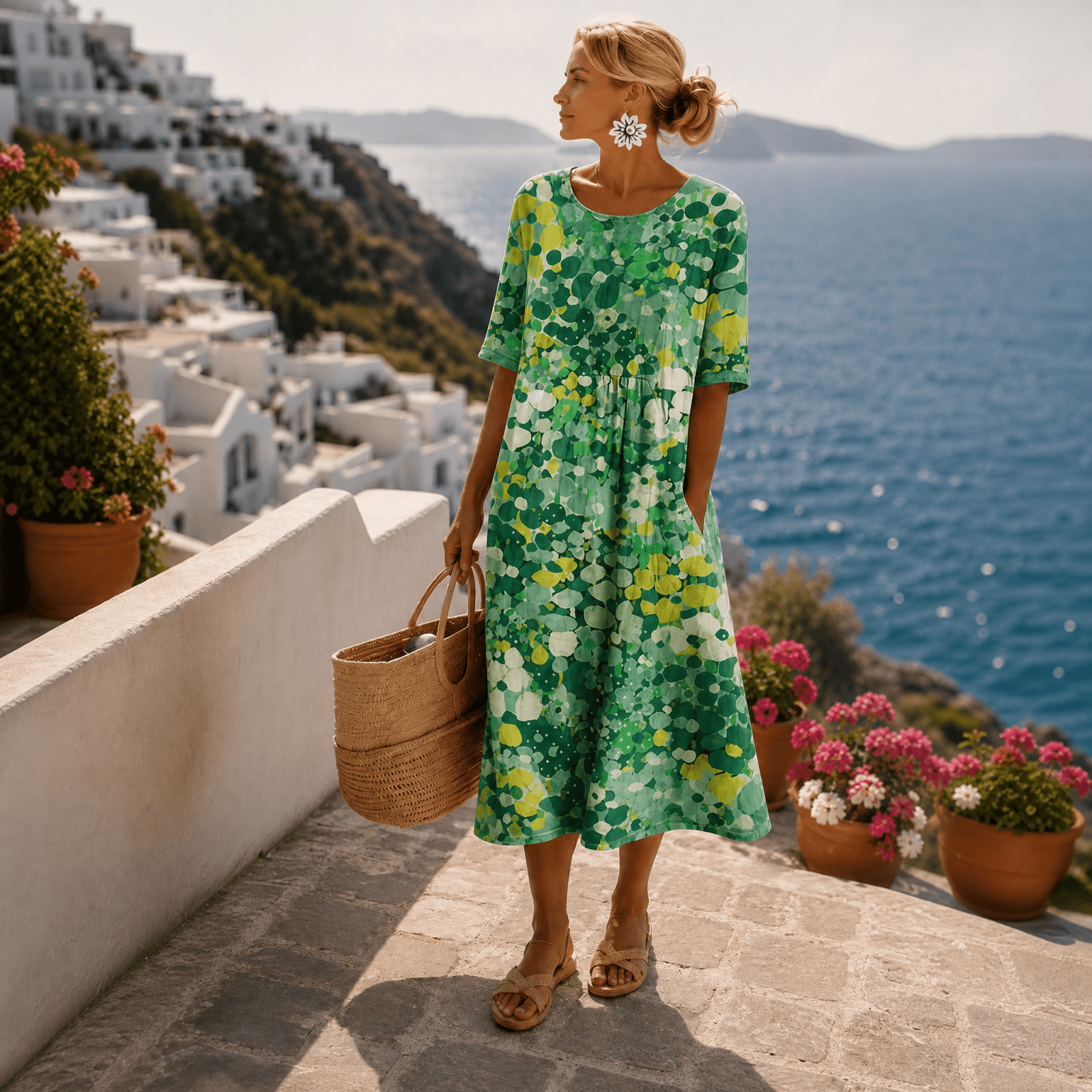 Miss | Jurk Dames Zomer Midi Bloemenprint - Viscose - Miss Madera MIS-R5UR1T