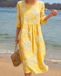 Miss | Jurk Dames Zomer Midi Geraffeld - Broderie - Miss Madera MIS-53PL8Z