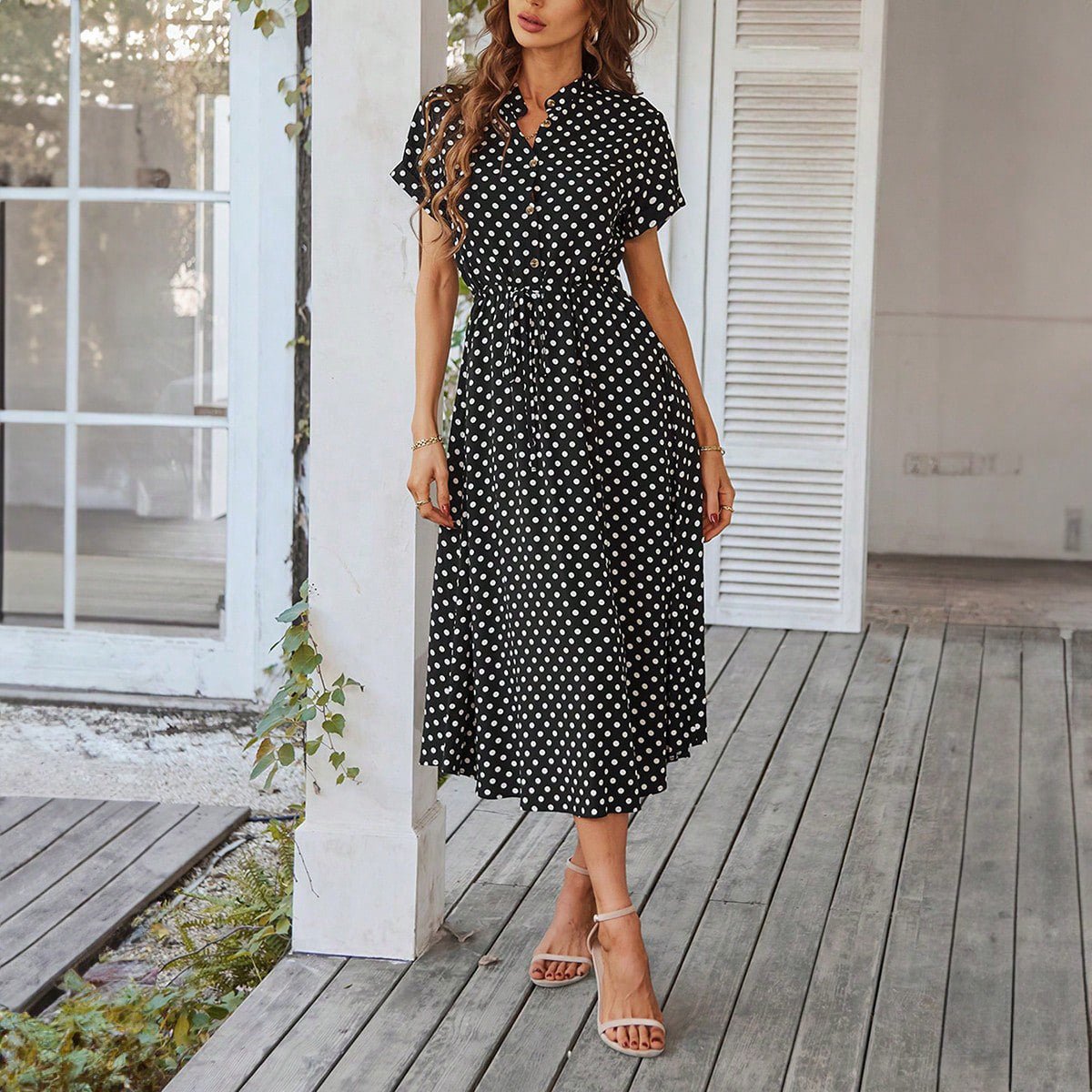 Miss | Jurk Dames Zomer Midi Polkadot - Viscose - Miss Madera MIS-EU5CBV