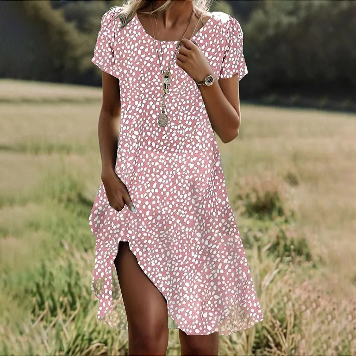 Miss | Jurk Dames Zomer Midi Vloeiend - Viscose - Miss Madera MIS-AT8301