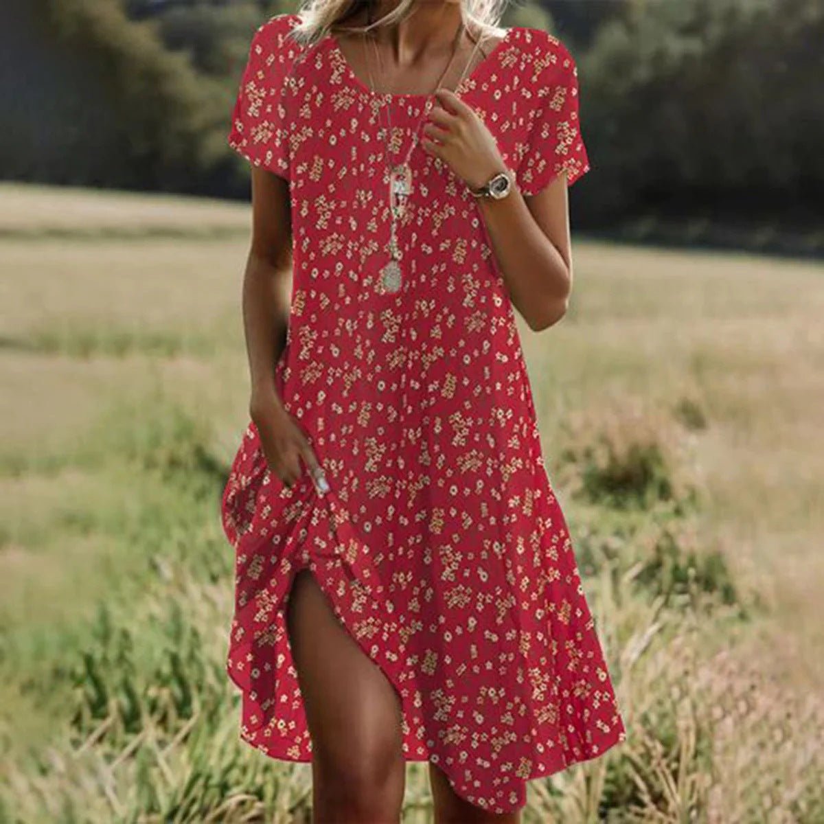 Miss | Jurk Dames Zomer Midi Vloeiend - Viscose - Miss Madera MIS-MEK284