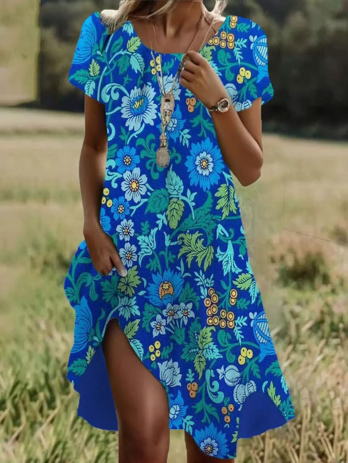 Miss | Jurk Dames Zomer Midi Vloeiend - Viscose - Miss Madera MIS-19Z00G