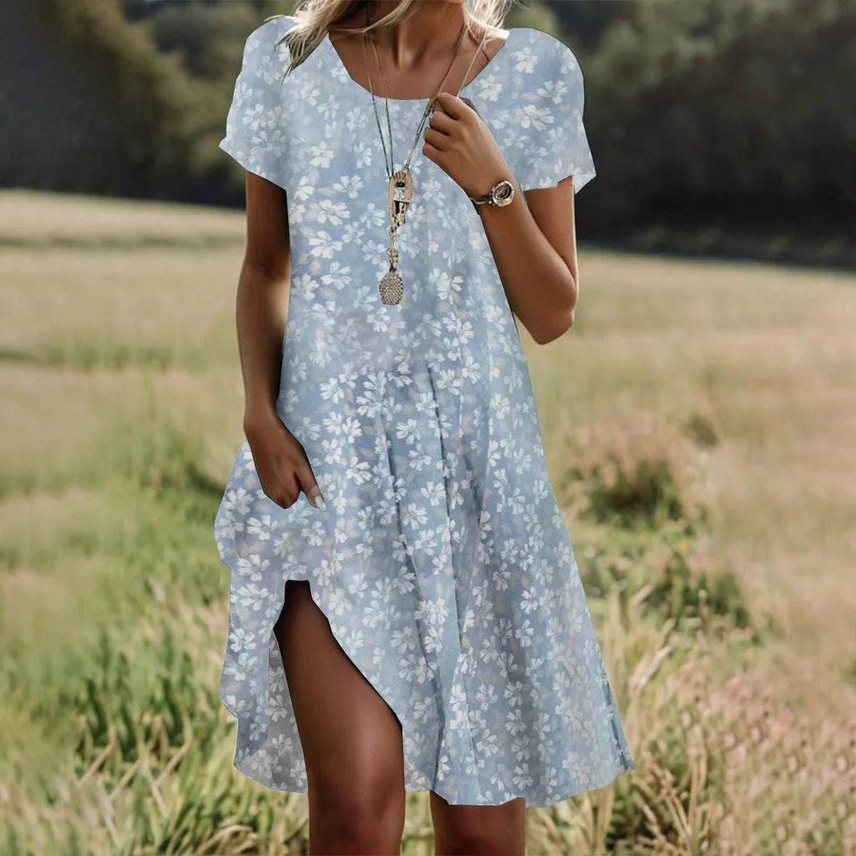 Miss | Jurk Dames Zomer Midi Vloeiend - Viscose - Miss Madera MIS-C411IX