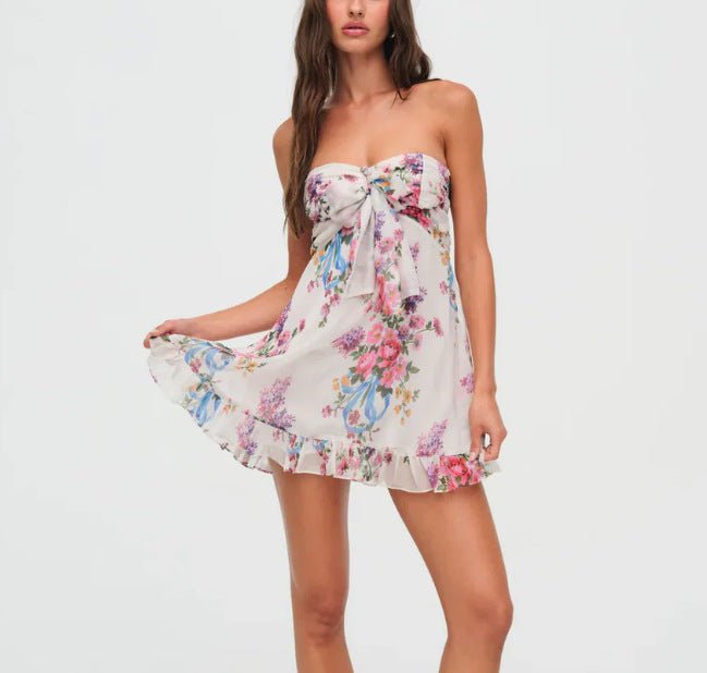 Miss | Jurk Dames Zomer Mini Bandeau Bloemenprint - Polyester - Miss Madera MIS-KCFGUG
