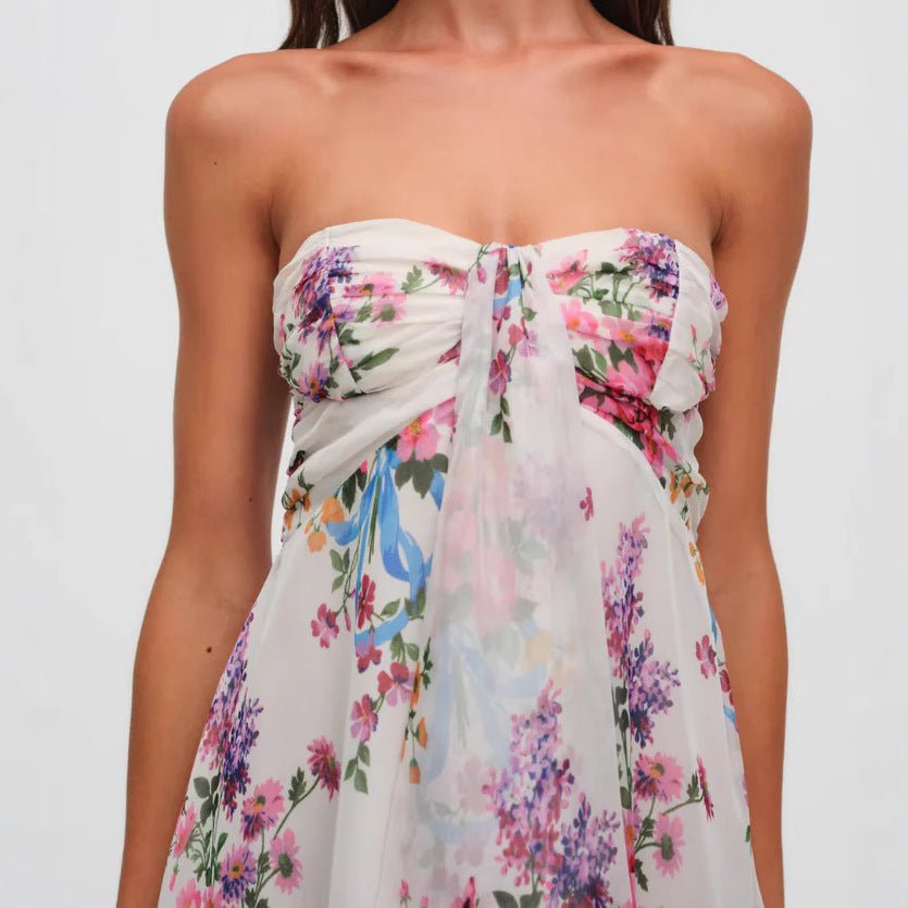 Miss | Jurk Dames Zomer Mini Bandeau Bloemenprint - Polyester - Miss Madera MIS-174M9Z