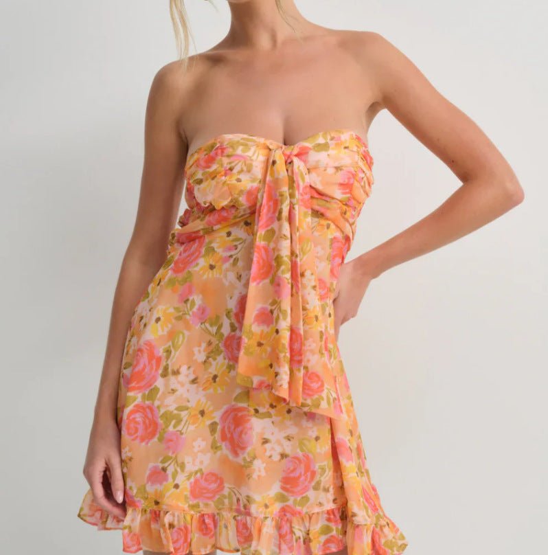 Miss | Jurk Dames Zomer Mini Bandeau Bloemenprint - Polyester - Miss Madera MIS-174M9Z