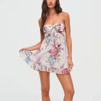 Miss | Jurk Dames Zomer Mini Bandeau Bloemenprint - Polyester - Miss Madera MIS-174M9Z