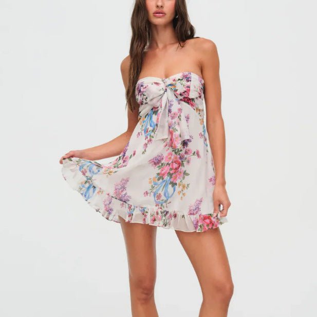 Miss | Jurk Dames Zomer Mini Bandeau Bloemenprint - Polyester - Miss Madera MIS-174M9Z