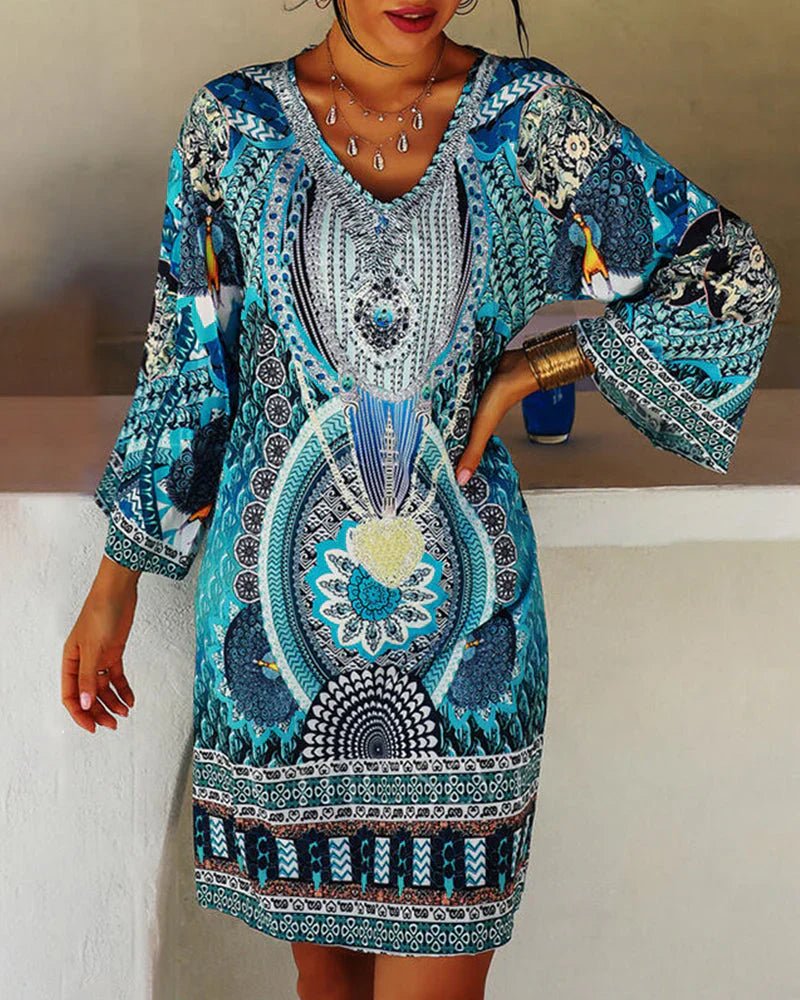 Miss | Jurk Dames Zomer Mini Boho V-Hals - Viscose - Miss Madera MIS-L826F0