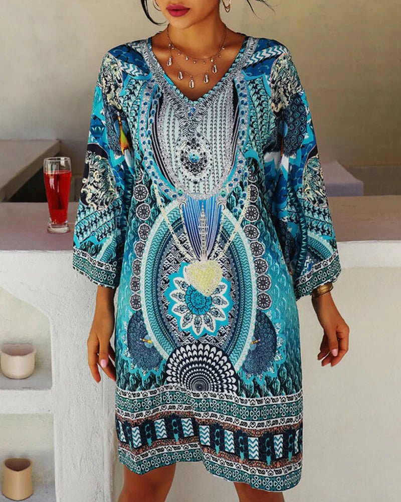 Miss | Jurk Dames Zomer Mini Boho V-Hals - Viscose - Miss Madera MIS-L826F0