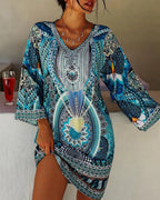 Miss | Jurk Dames Zomer Mini Boho V-Hals - Viscose - Miss Madera MIS-L826F0