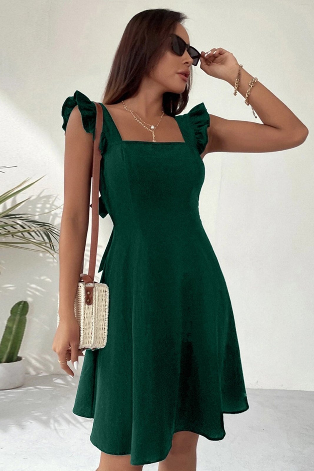 Miss | Jurk Dames Zomer Mini Vierkante Hals - Polyester - Miss Madera MIS-QZINKT