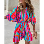 Miss | Jurk Dames Zomer V-hals Bladprint - polyester - Miss Madera MIS-COVRIL