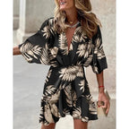 Miss | Jurk Dames Zomer V-hals Bladprint - polyester - Miss Madera MIS-742KV5