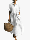 Miss | Jurk Dames Zomer Vloeiend Midi - Linnen mix - Miss Madera MIS-FF0SAV