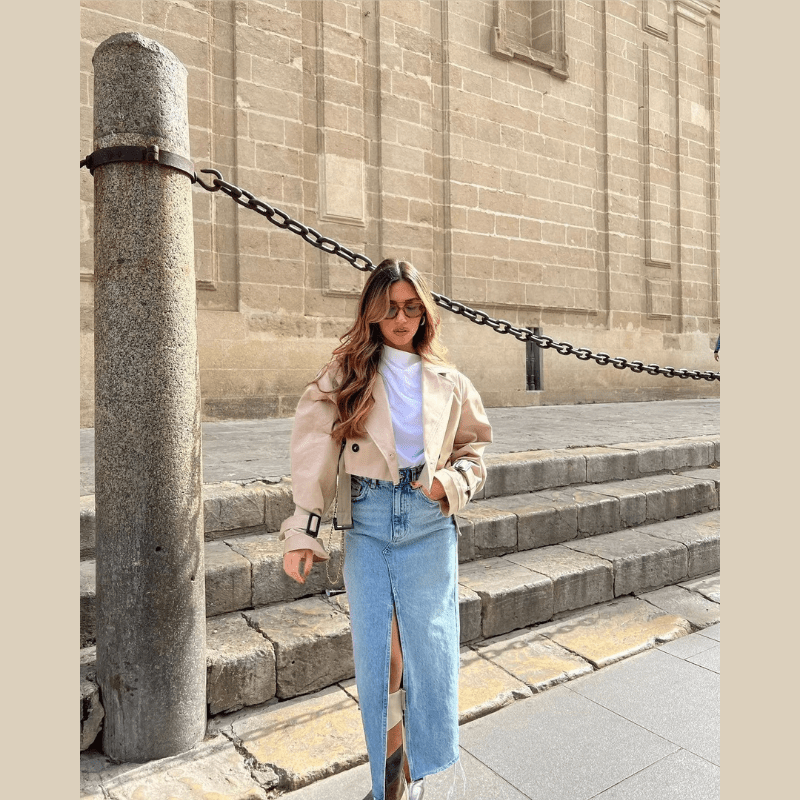 Miss | Korte Trenchcoat Dames Casual - Katoenmix - Miss Madera