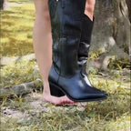 Miss | Laarzen Dames Kniehoog Western Brede Kuit Blokhak - Miss Madera MIS-PGBUIH