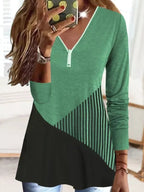 Miss | Lingerie Dames Lange Mouw V-hals Colorblock A-lijn - Jersey - Miss Madera MIS-9H0030