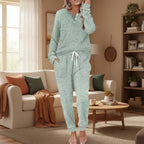 Miss | Loungewear Set Dames Geribbeld Knoopsluiting Lange Mouw - Miss Madera MIS-SAVL8X