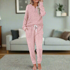 Miss | Loungewear Set Dames Geribbeld Knoopsluiting Lange Mouw - Miss Madera MIS-1VO5EW