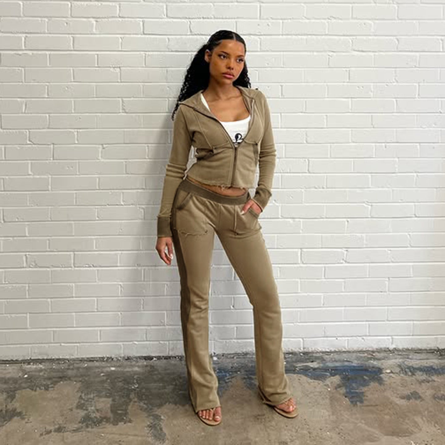 Miss | Loungewear Set Dames Hoge Taille Flared Stretch - Katoen - Miss Madera MIS-HHMJHX