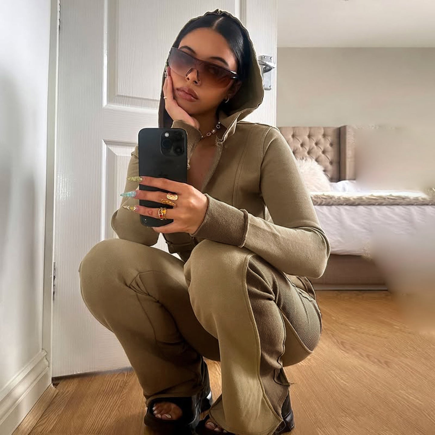 Miss | Loungewear Set Dames Hoge Taille Flared Stretch - Katoen - Miss Madera MIS-HHMJHX
