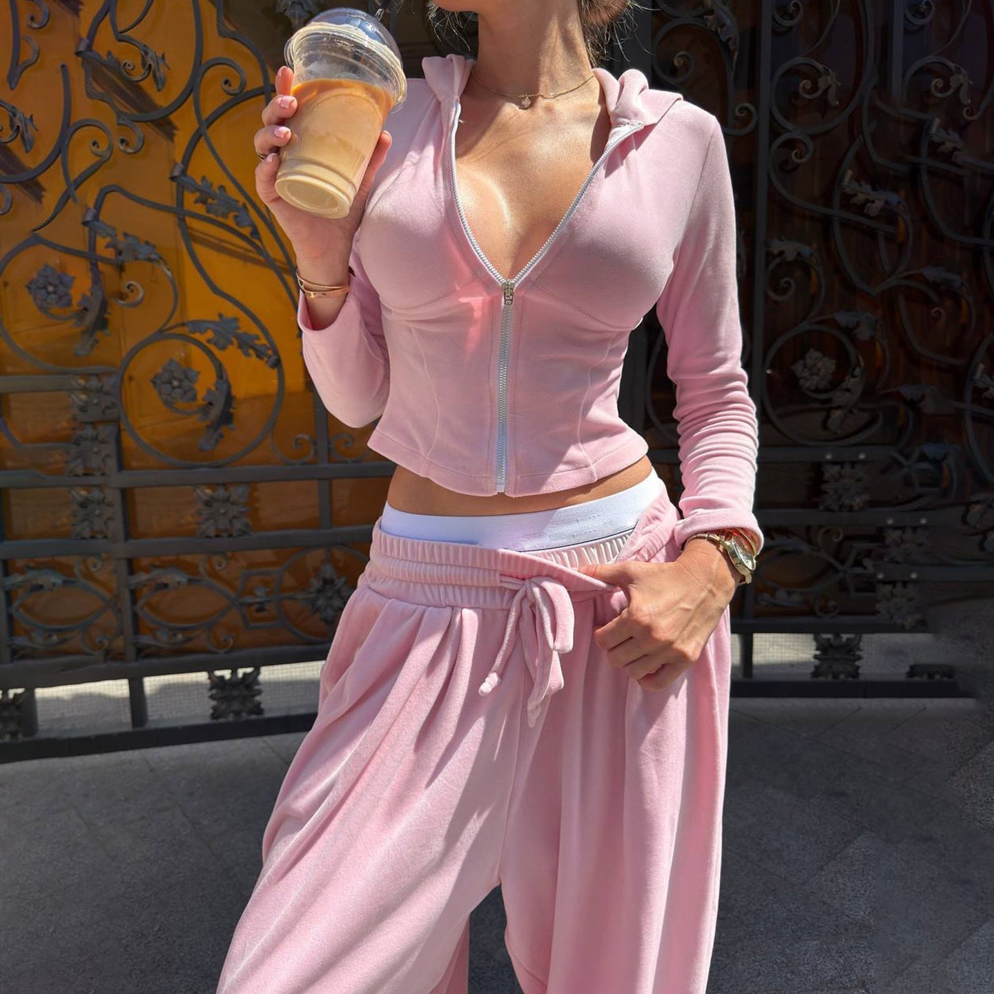 Miss | Loungewear set Dames Palazzo Wijde Pijpen Elastische Taille - Miss Madera MIS-3BOZIK