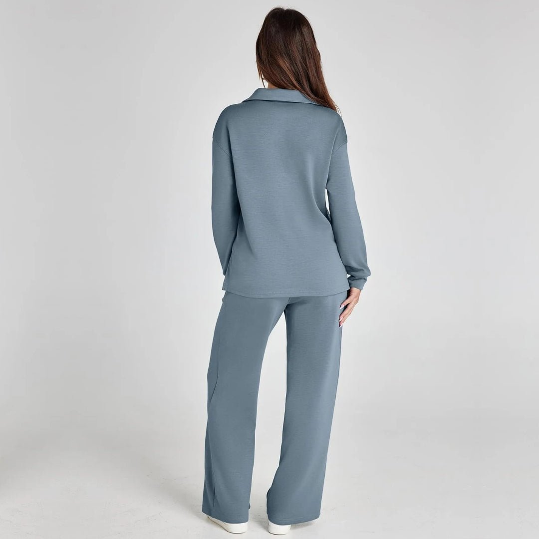 Miss | Loungewear Set Dames Tweedelig V-hals Wijde Pijpen - Miss Madera MIS-IKHI7L