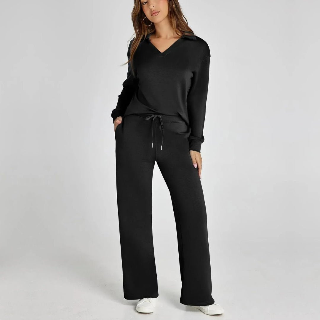 Miss | Loungewear Set Dames Tweedelig V-hals Wijde Pijpen - Miss Madera MIS-JN6I7H