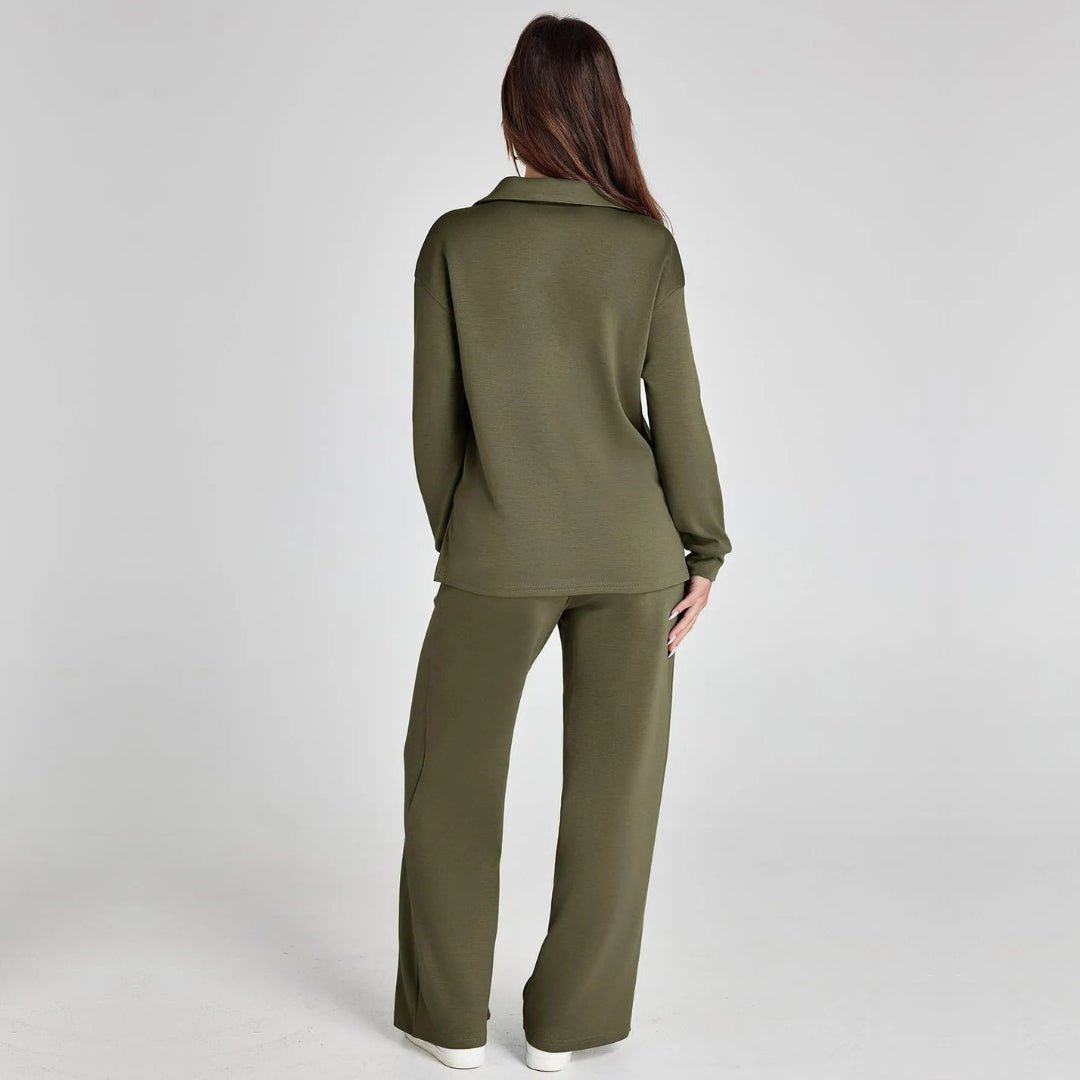 Miss | Loungewear Set Dames Tweedelig V-hals Wijde Pijpen - Miss Madera MIS-7F9D3Y