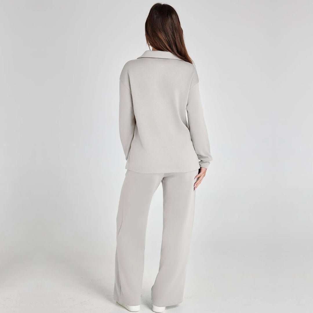 Miss | Loungewear Set Dames Tweedelig V-hals Wijde Pijpen - Miss Madera MIS-MQFCM9