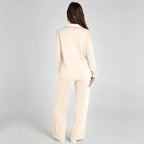 Miss | Loungewear Set Dames Tweedelig V-hals Wijde Pijpen - Miss Madera MIS-LCV6FN