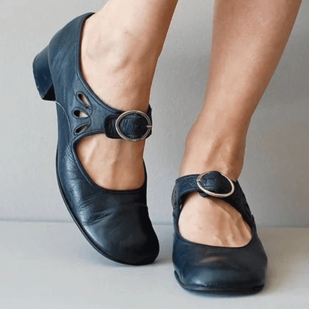 Miss | Mary Jane Dames Casual Elegant - Leer - Miss Madera