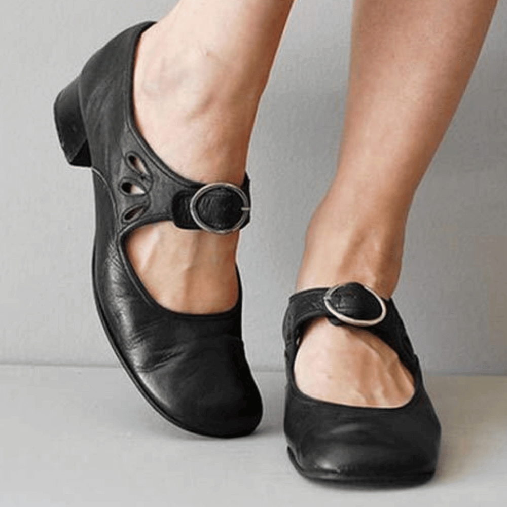 Miss | Mary Jane Dames Casual Elegant - Leer - Miss Madera