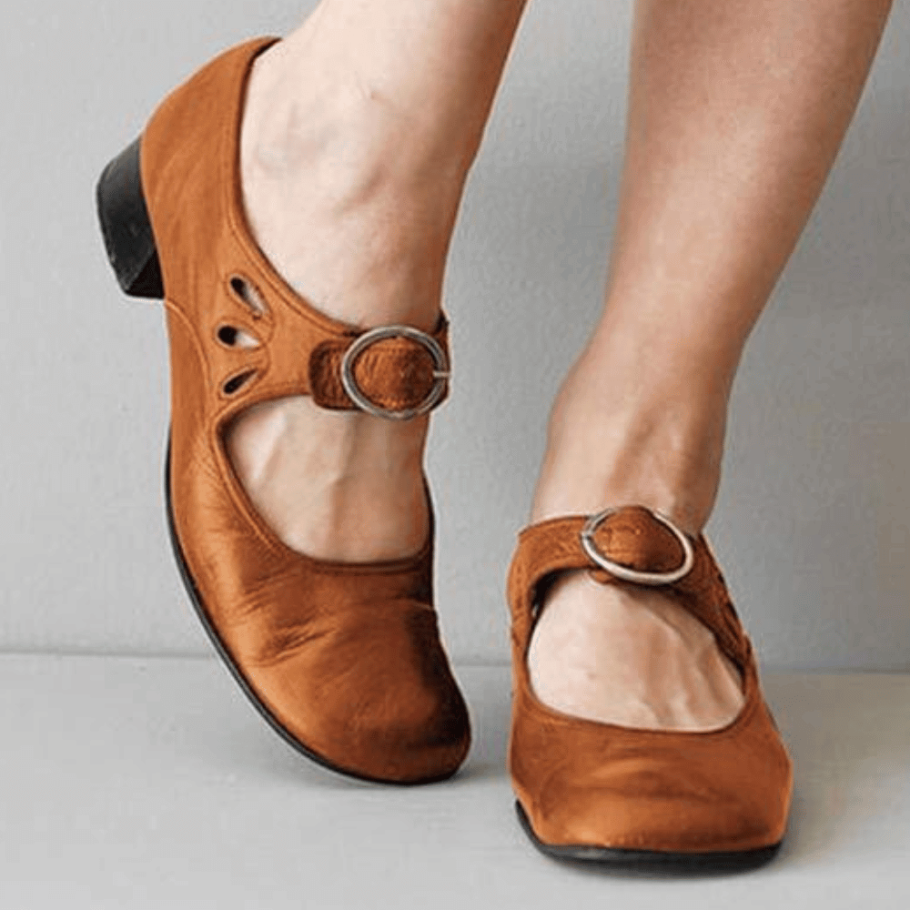 Miss | Mary Jane Dames Casual Elegant - Leer - Miss Madera