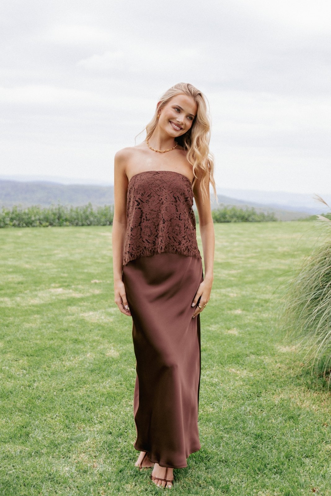 Miss | Maxi - jurk Dames Casual Maxi - Kant &amp; satijn - Miss Madera