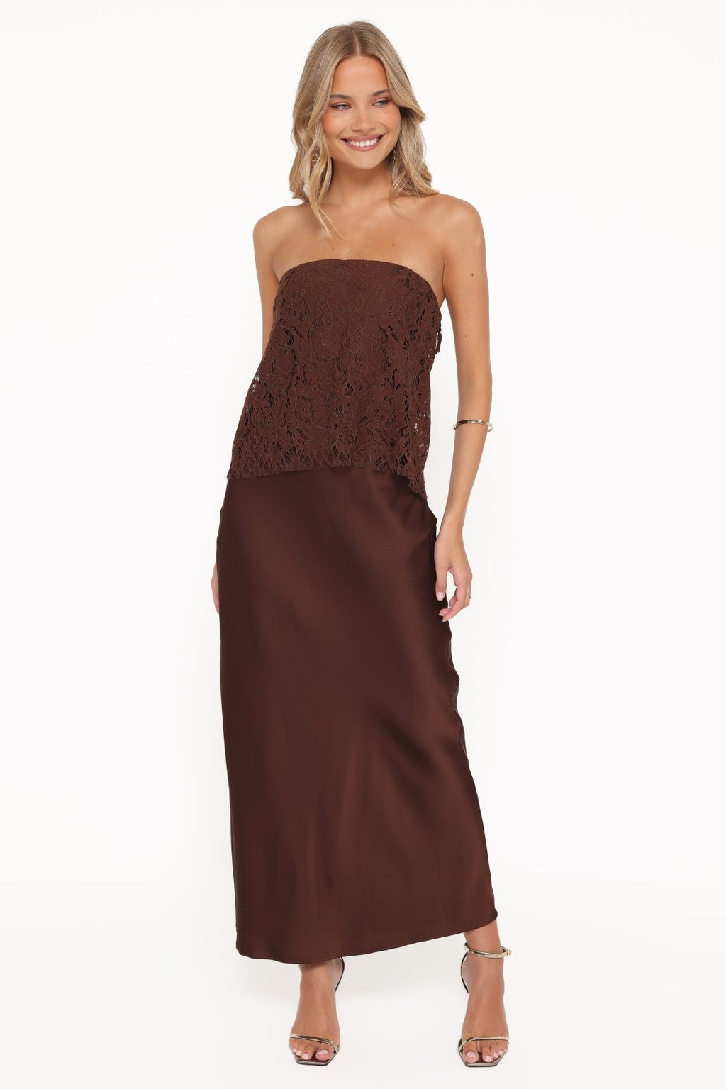 Miss | Maxi - jurk Dames Casual Maxi - Kant &amp; satijn - Miss Madera