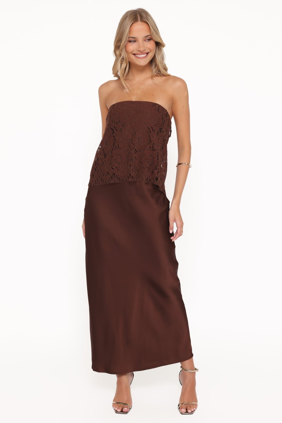 Miss | Maxi - jurk Dames Casual Maxi - Kant &amp; satijn - Miss Madera