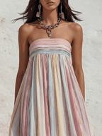 Miss | Maxi Jurk Dames Mouwloos Vierkante Hals Gestreept - Ademend weefsel - Miss Madera MIS-8EI7KT