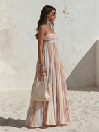 Miss | Maxi Jurk Dames Mouwloos Vierkante Hals Gestreept - Ademend weefsel - Miss Madera MIS-8EI7KT