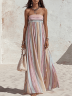 Miss | Maxi Jurk Dames Mouwloos Vierkante Hals Gestreept - Ademend weefsel - Miss Madera MIS-8EI7KT