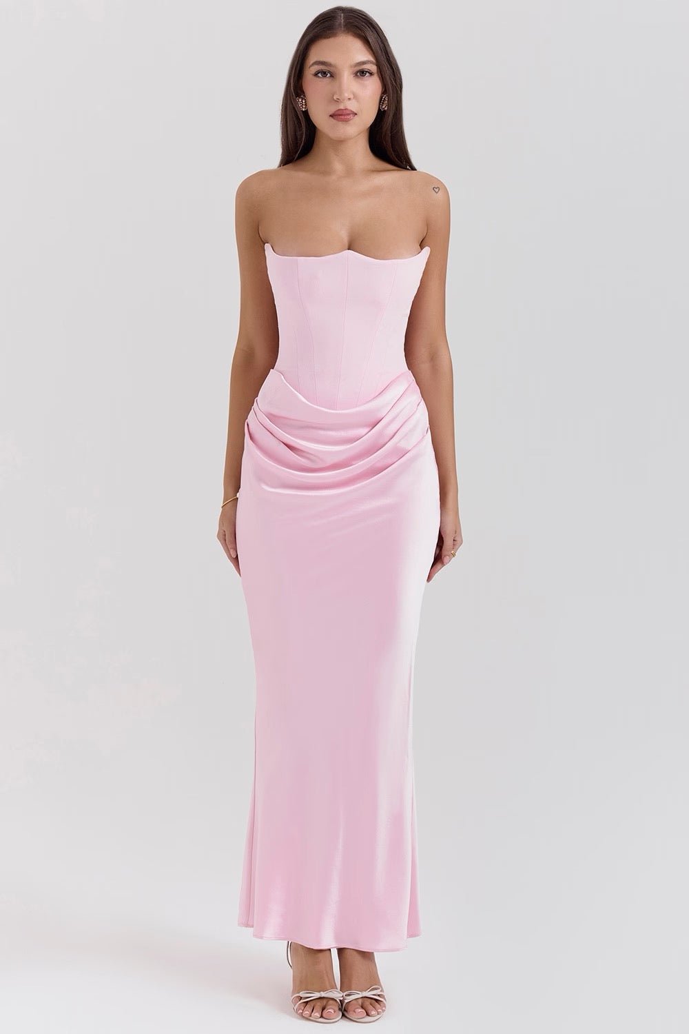 Miss | Maxi Jurk Dames Strapless Korset - Satijn - Miss Madera MIS-Z062XJ