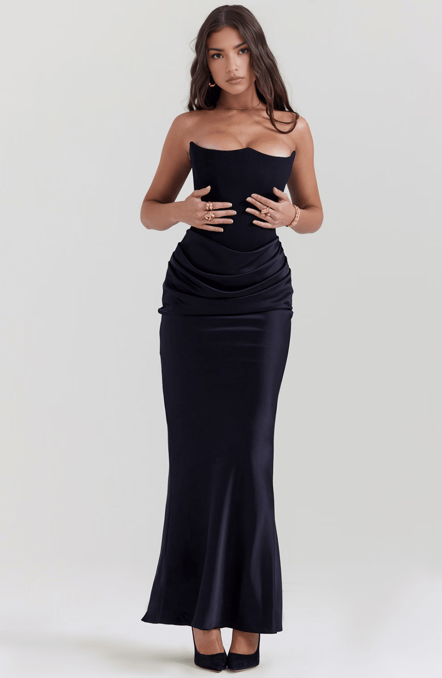 Miss | Maxi Jurk Dames Strapless Korset - Satijn - Miss Madera MIS-OKI05Y