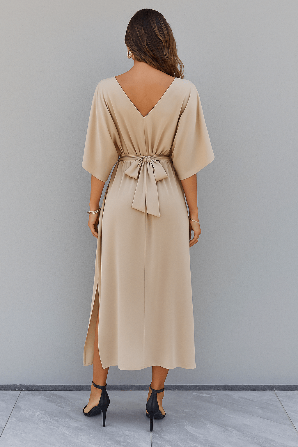 Miss | Maxi Jurk Dames Zomer V-hals Losvallend - Viscose - Miss Madera MIS-6YGAUZ