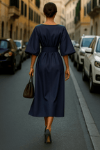Miss | Midi Jurk Dames Ballonmouw Getailleerd - Gestructureerd polyester - Miss Madera MIS-9MUTB2