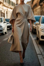 Miss | Midi Jurk Dames Ballonmouw Getailleerd - Gestructureerd polyester - Miss Madera MIS-XXQSKD