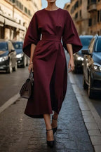 Miss | Midi Jurk Dames Ballonmouw Getailleerd - Gestructureerd polyester - Miss Madera MIS-7QMHEZ