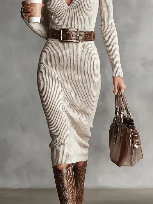 Miss | Midi Jurk Dames Casual - Gebreide mix - Miss Madera