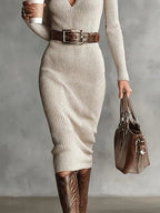 Miss | Midi Jurk Dames Casual - Gebreide mix - Miss Madera