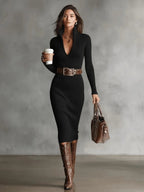 Miss | Midi Jurk Dames Casual - Gebreide mix - Miss Madera